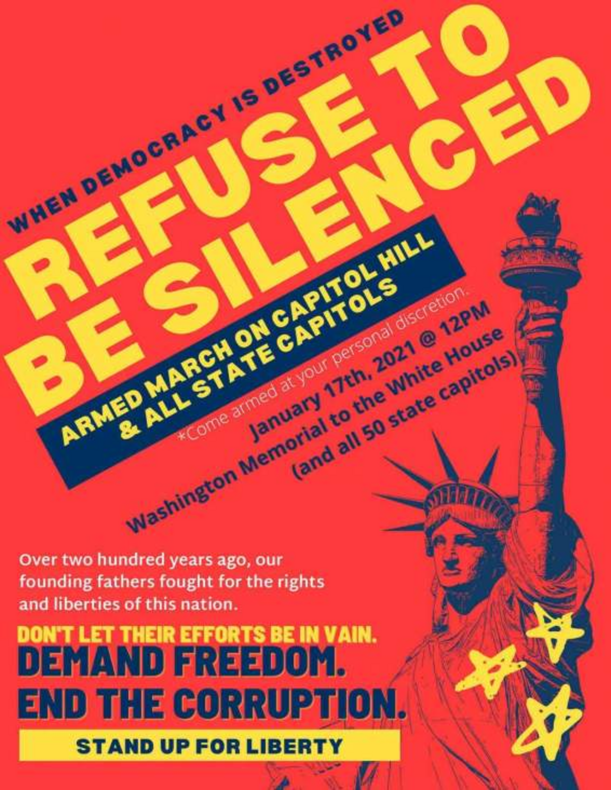 This poster calling for armed marches nationwide on Jan. 17 has been widely circulated.