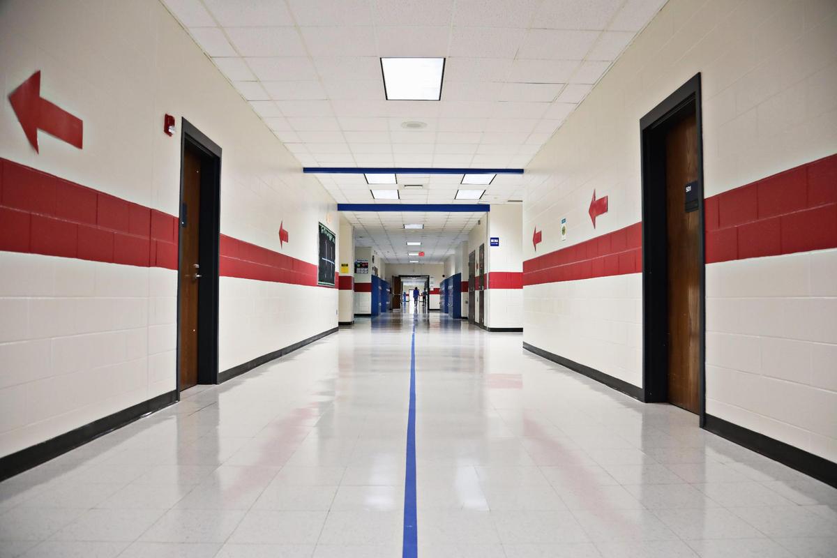 Wake Forest Middle School will not issue lockers and they have made one-way hallways to cut down on the time students spend in hallways as they prepare to reopen on Monday, Nov. 9, 2020.
