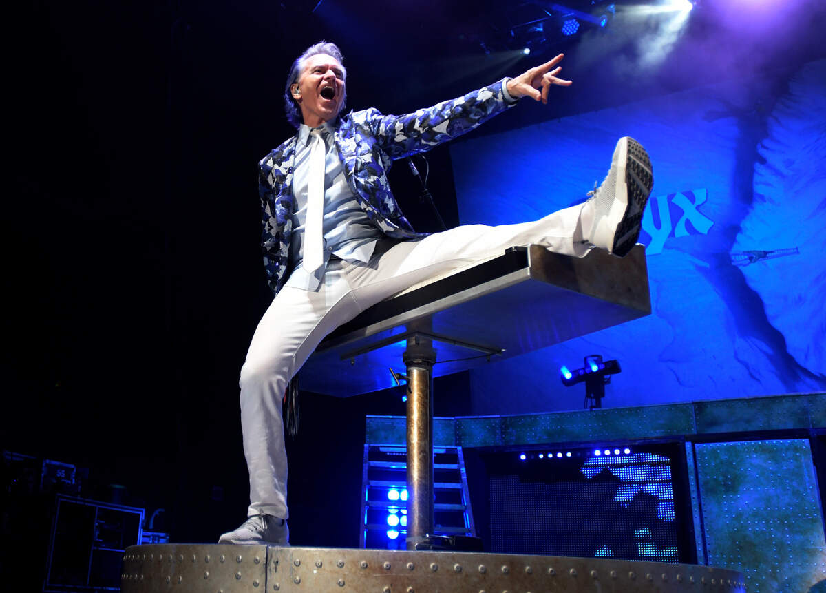 Lawrence Gowan on keyboards as Styx plays Raleigh, N.C.’s Coastal Credit Union Music Pavilion at Walnut Creek, Wednesday night, Aug. 10, 2022.