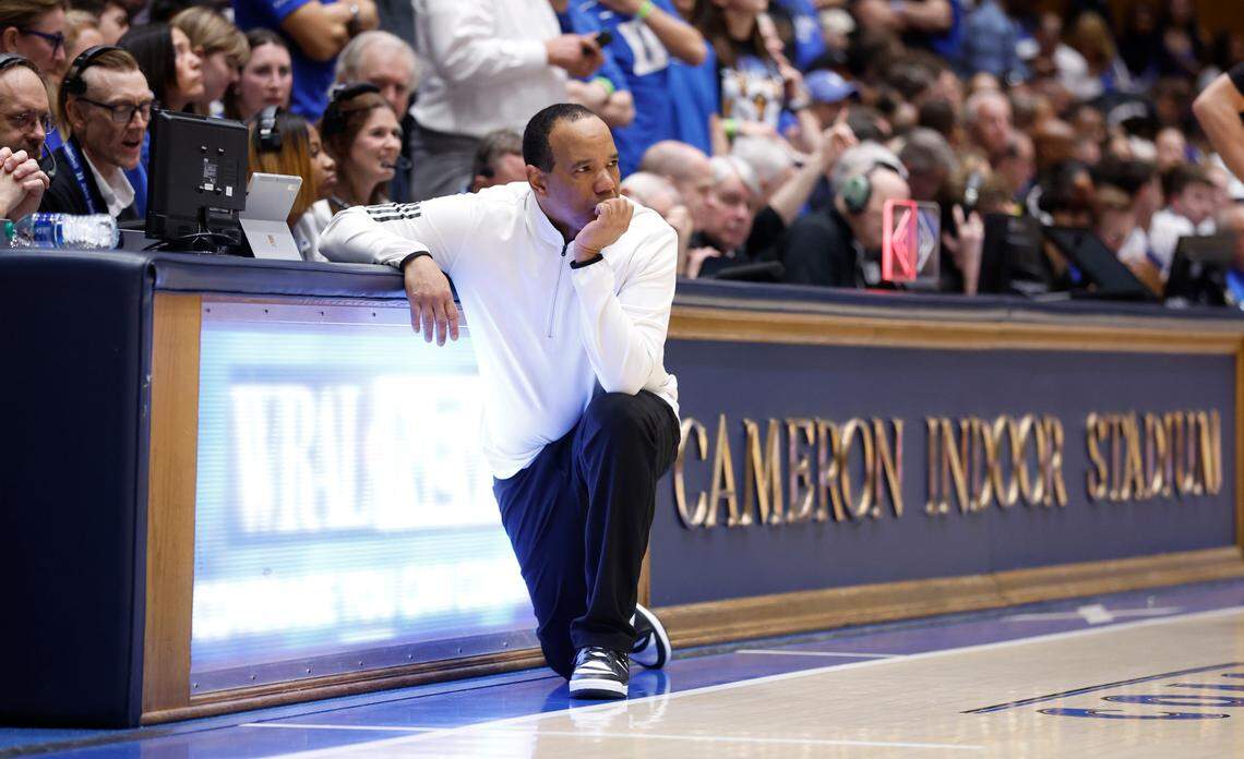 N.C. State head coach Kevin Keatts watches during the second half of Duke’s 71-67 victory over N.C. State at Cameron Indoor Stadium in Durham, N.C., Tuesday, Feb. 28, 2023.