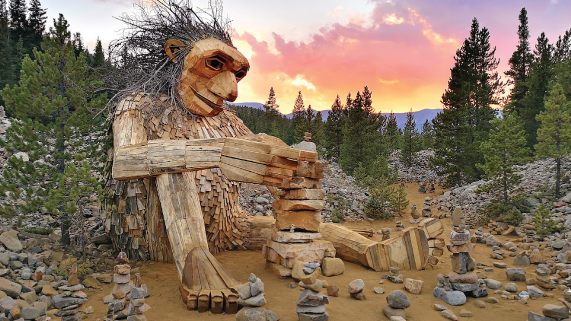 This troll, called Isak Heartstone, was created by artist Thomas Dambo in Colorado in 2018. Dambo is bringing two trolls to Dix Park in 2025.