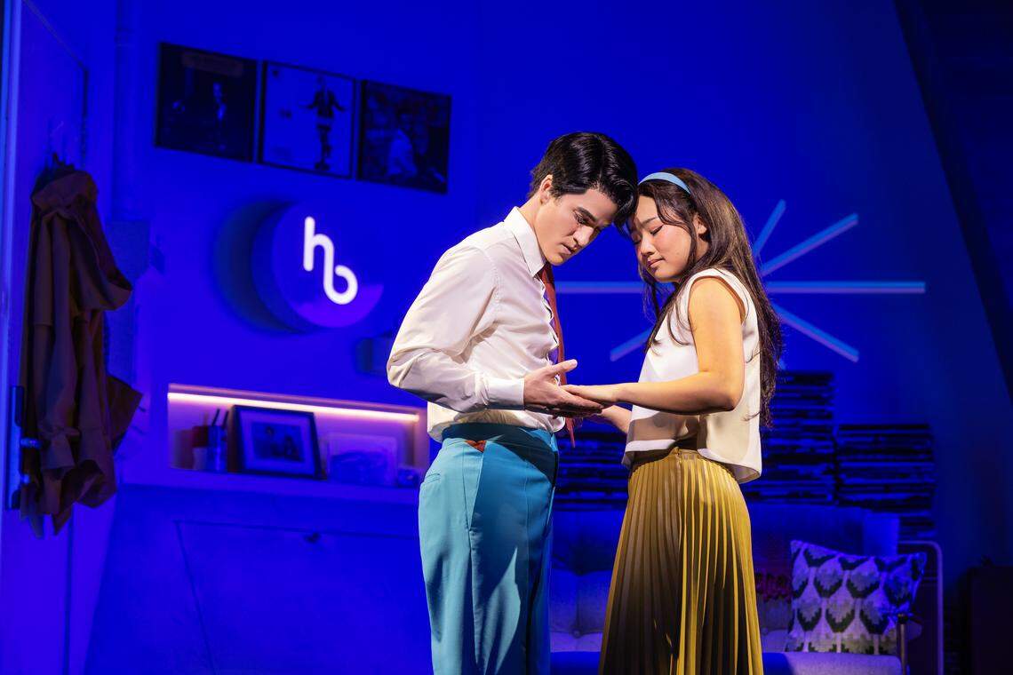 Darren Criss, Helen J Shen in the Original Broadway Production of “Maybe Happy Ending.”