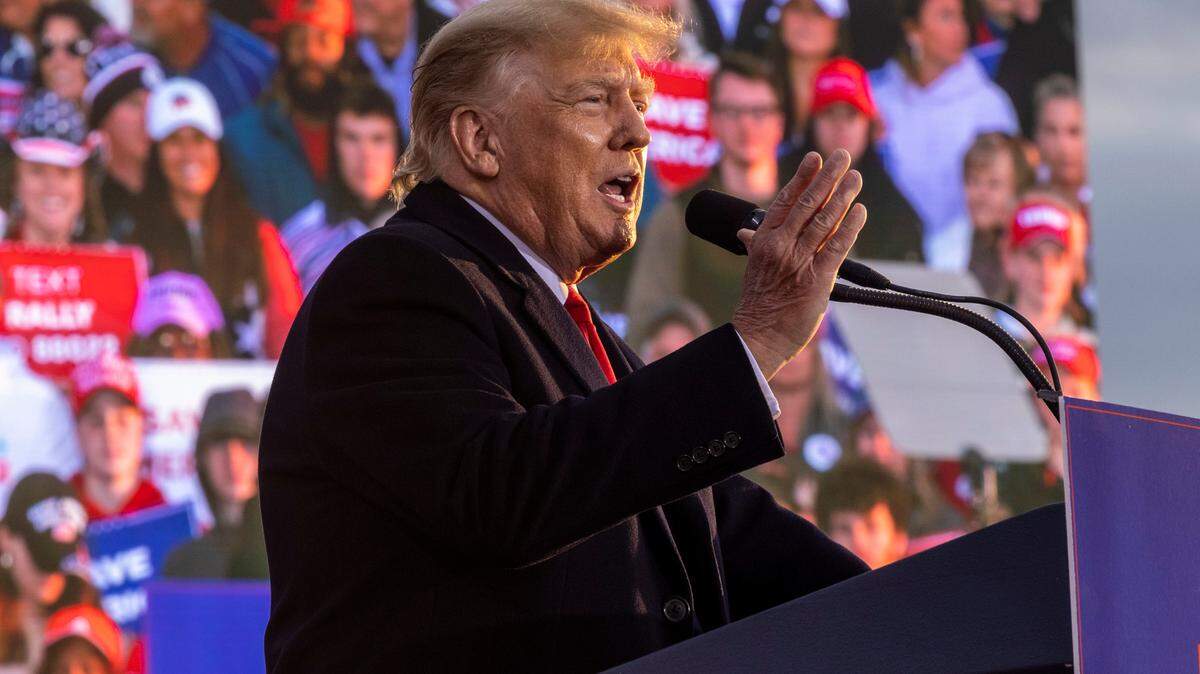 Former President Donald Trump speaks during a rally in Selma Saturday, April 9, 2022.