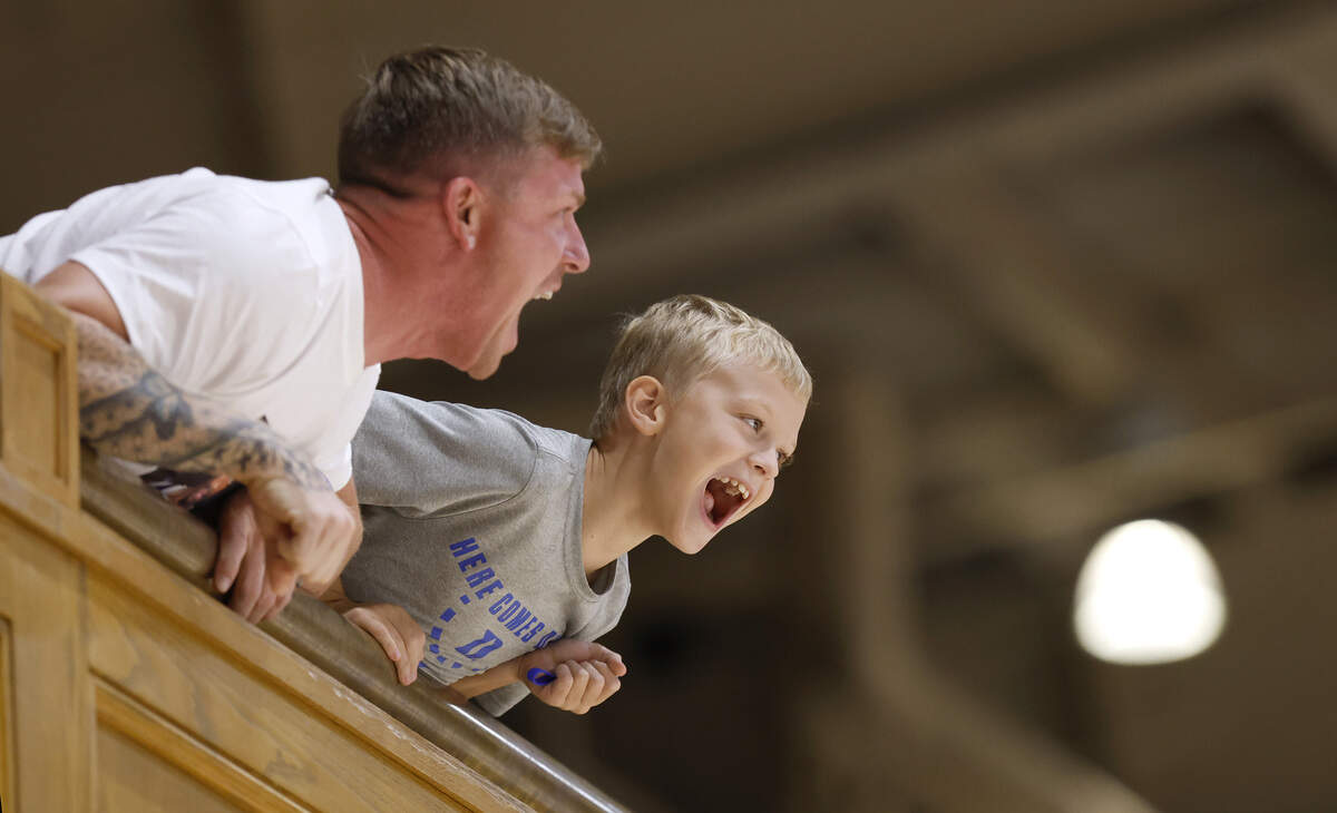 Duke fans cheer during the Blue Devils’ open practice at Cameron Indoor Stadium in Durham, N.C., Tuesday, August 5, 2025.