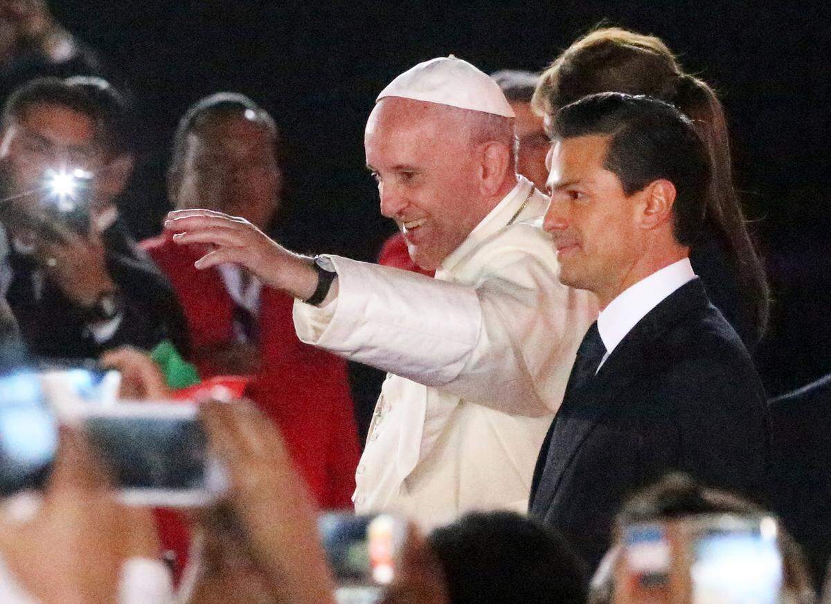 Pope Francis departs from Gonzalez Airport in Ciudad Juarez after a visit to Mexico.