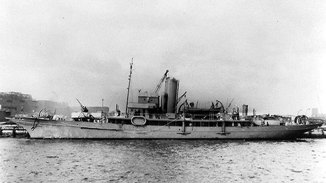 On May 2, 1942, a German U-boat sank the ex-USS Cythera off North Carolina, then plucked two crewmen out of the ocean and took them to a German POW camp in Prussia.