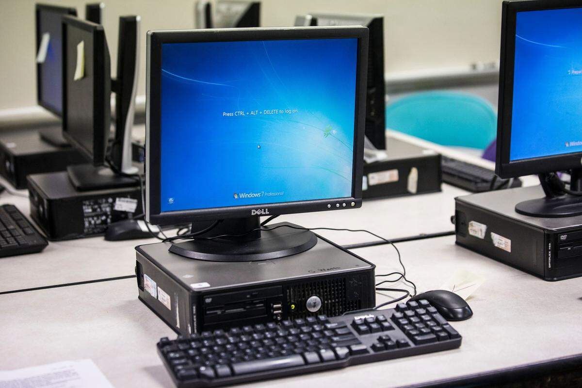 Many of the computers in the lab at George Watts Elementary School are 10 years old, Minnie Forte-Brown stated in a press conference in the school’s computer lab on Wednesday, August 1, 2018. 
