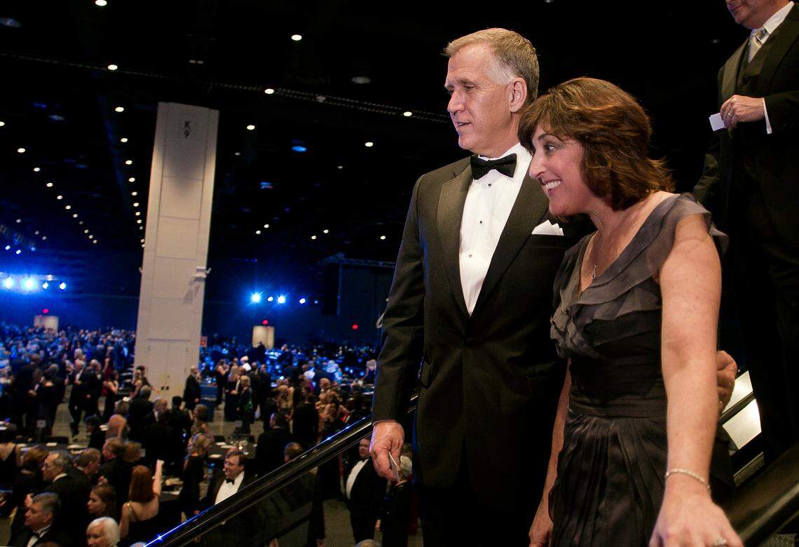 N.C. House Speaker Thom Tillis and his wife Susan Tillis arrive for the Gala Presentation of the 2013 Inaugural Ball in January 2013 at the Raleigh Convention Center in Raleigh, N.C.