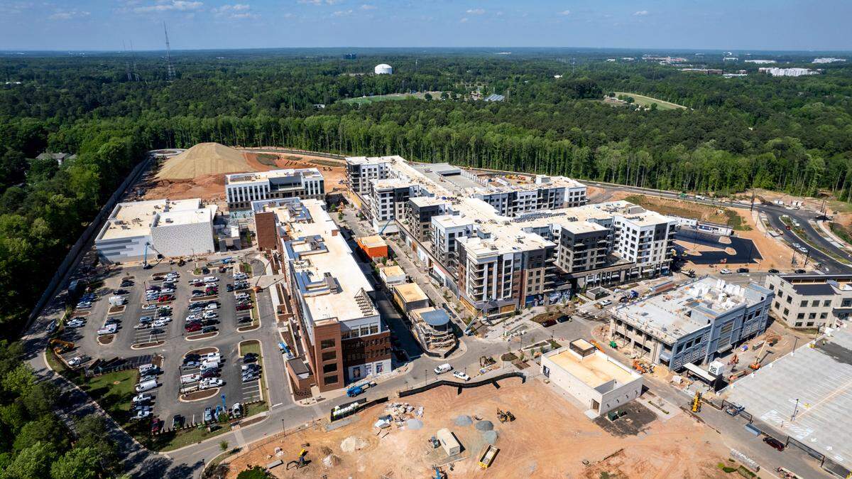 Construction nears completion at The Fenton, a mixed use development in Cary Monday, April 25, 2022.
