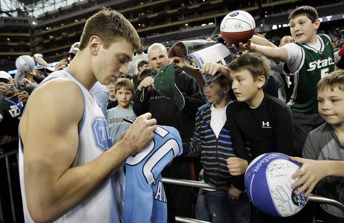Tyler Hansbrough is among the former UNC athletes who have been able to profit as a result of the school’s partnership with The BrandR Group.