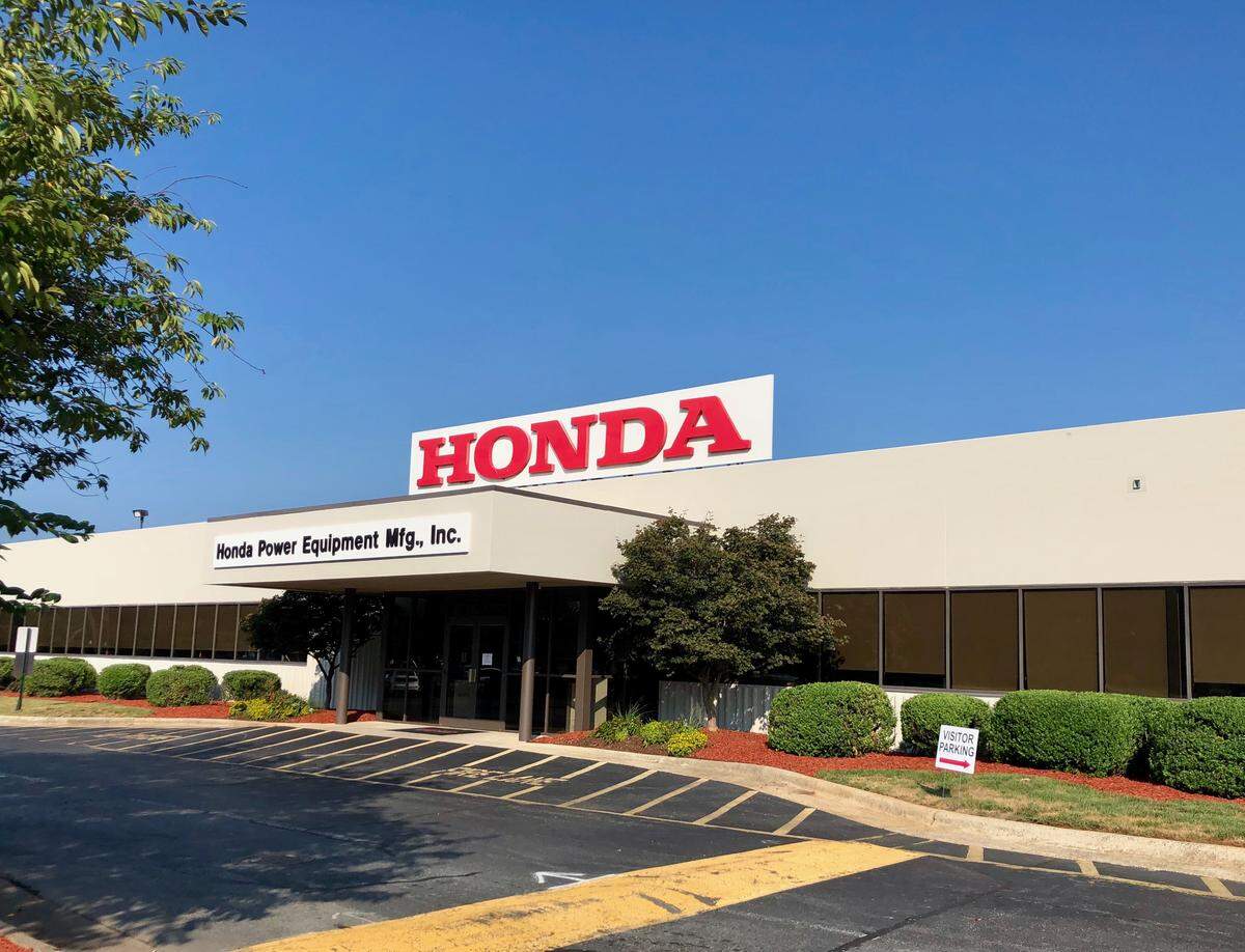 The entrance to the Honda Power Equipment plant in Swepsonville, N.C., on Aug. 6, 2019.