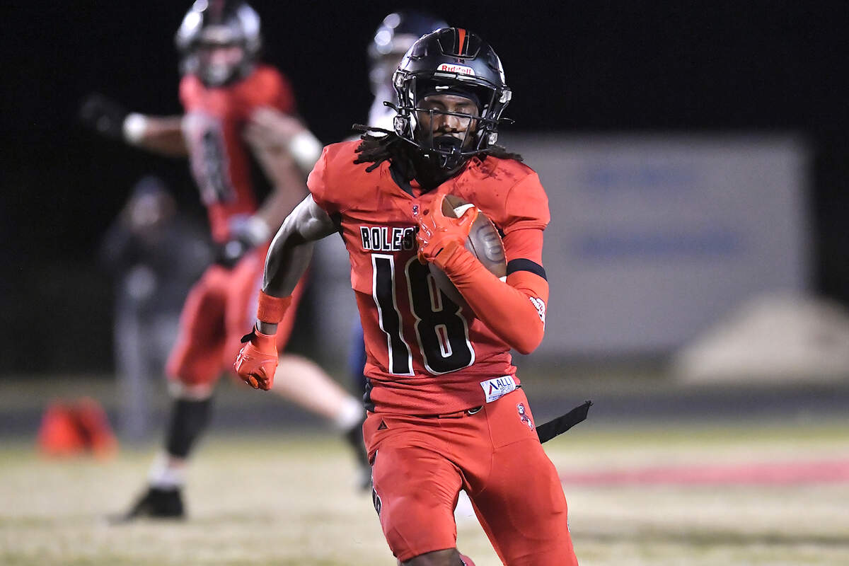Rolesville wide receiver Gavin Waddell (18) runs for long yardage against Millbrook during the first half. The Rolesville Rams and the Millbrook Wildcats met in a football game in Raleigh. N.C. on October 11, 2024.