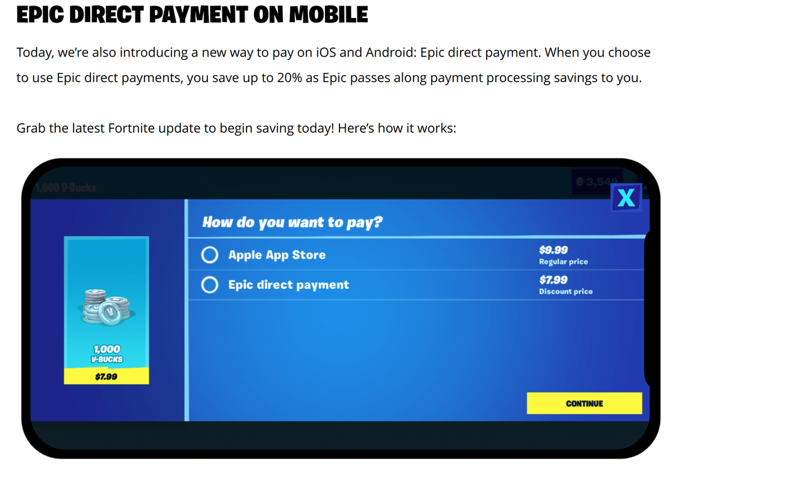 On Thursday, Epic Games had announced it would accept direct payments on the mobile app version of Fortnite. The move allowed the company to circumvent Google and Apple’s in-app fees on purchases.