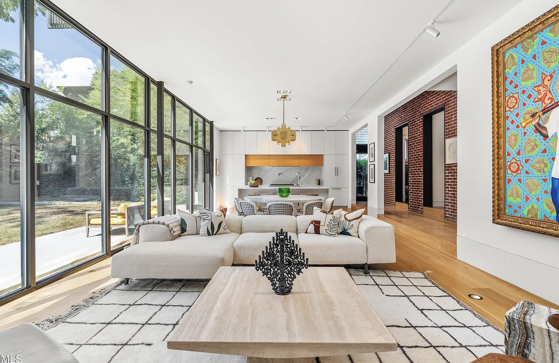 A look inside the modern extension of the 5,682-square-foot home at 117 Hillcrest Road in Raleigh’s Forest Park.