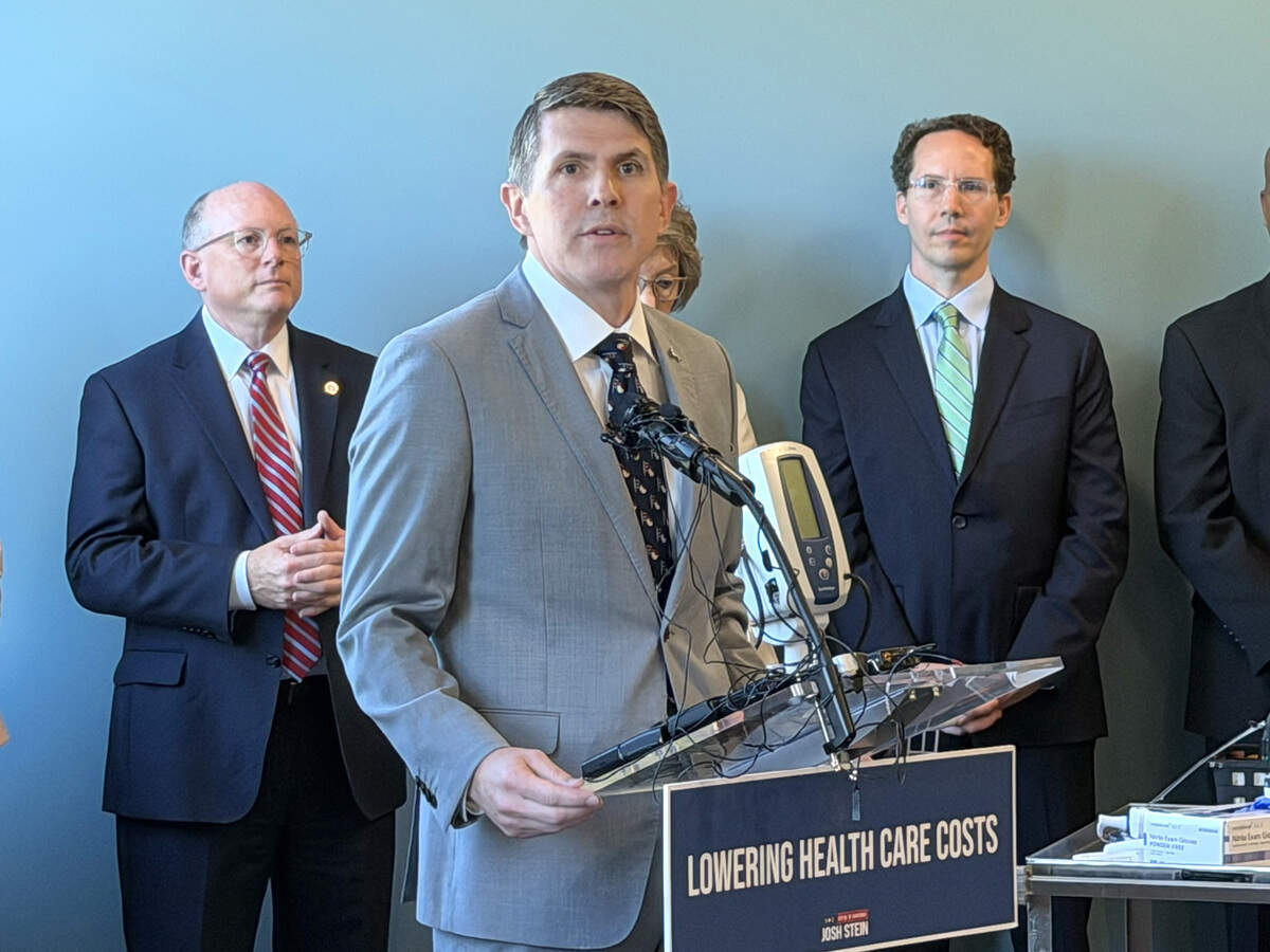 Treasurer Brad Briner speaks at a news conference at which Gov. Josh Stein signed an executive order to create a new bipartisan advisory board to examine rising healthcare costs.