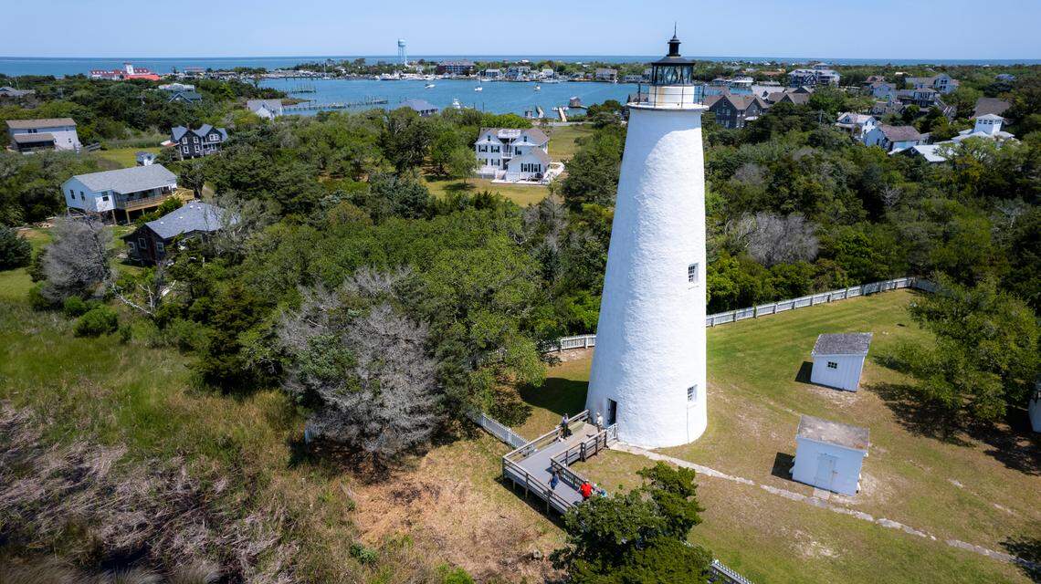 An aerial view of the Ocracoke Light Station in Ocracoke Wednesday, May 18, 2022. The lighthouse is the second-oldest operating lighthouse in the nation.