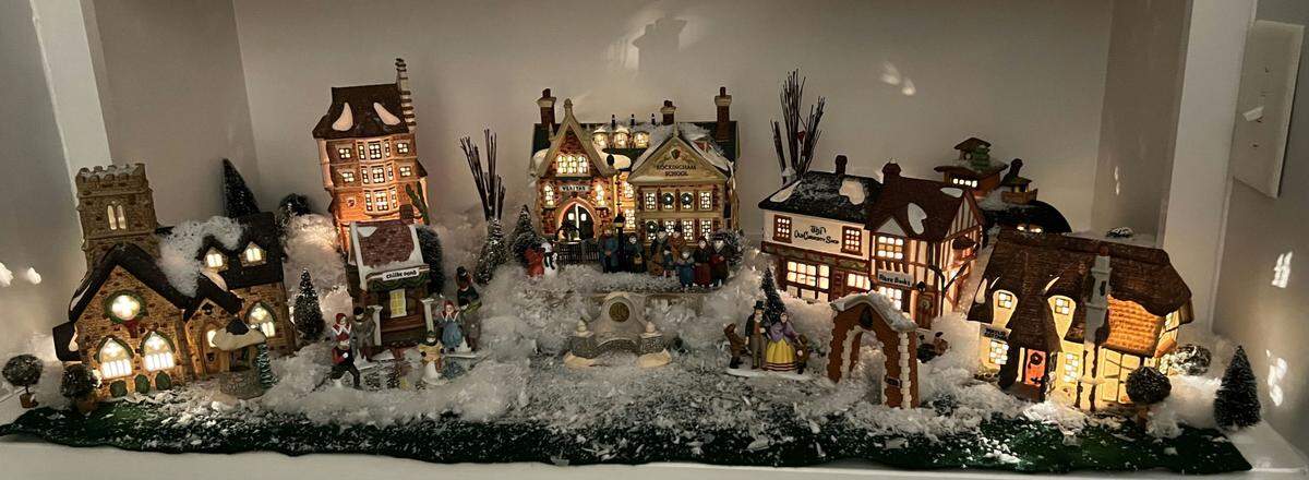 Jeannene Stephenson’s Dickens Village consists of tiny reproductions of Victorian-era buildings. Her pieces are all at least 35 yeas old and the molds have been retired.