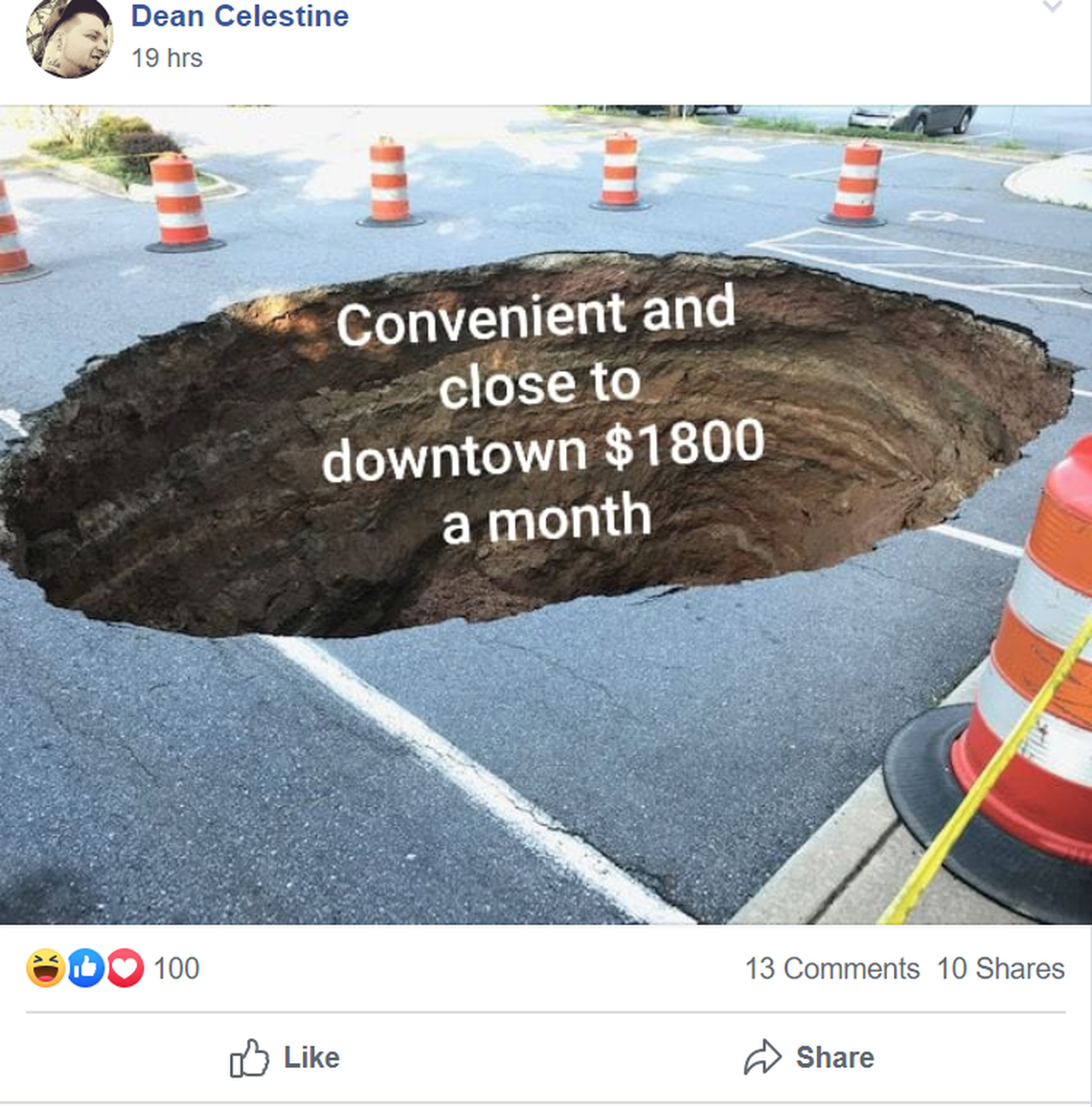 The massive sinkhole in Asheville has gained a social media following
