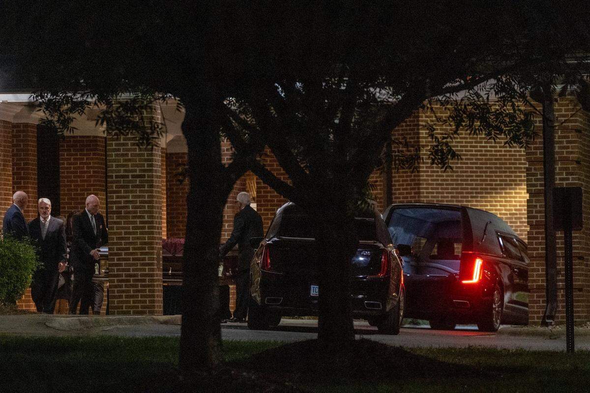 The casket of James Thompson, 16, leaves Trinity Baptist Church Thursday, following a funeral Thursday Oct. 20, 2022. Thompson, a junior at Knightdale High School, was one of 5 people killed during a mass shooting Thursday, October 13 in Raleigh’s Hedingham neighborhood.