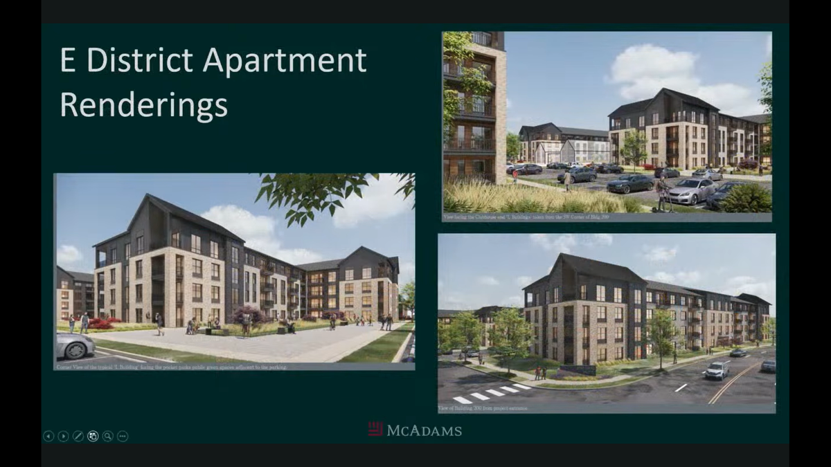 A rendering of what apartments will look like at a 43-acre mixed use project in Garner’s E District. The developer’s attorney said the project would be comparable to Cary’s Fenton or Raleigh’s North Hills.