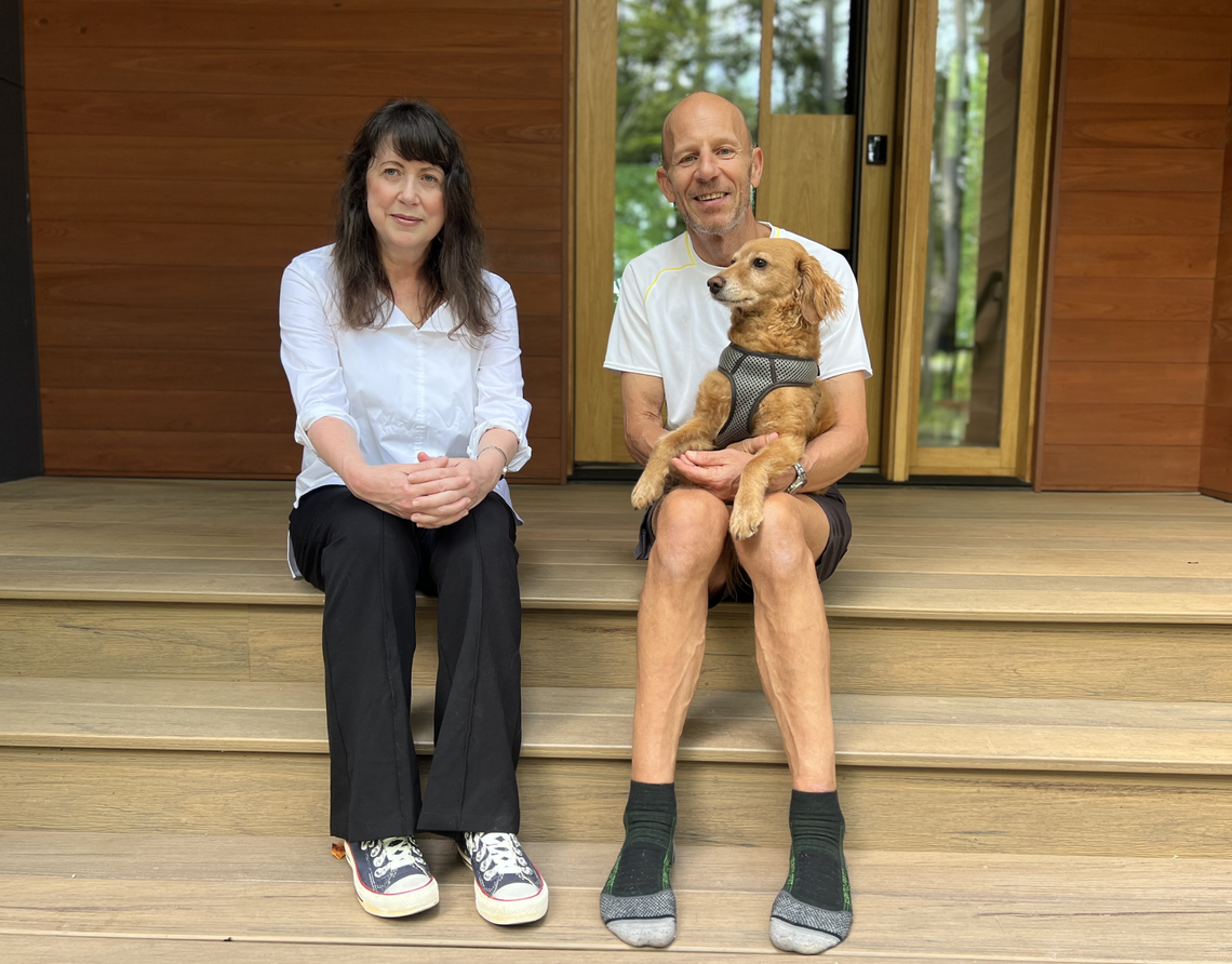 Architect Arielle Condoret Schechter and homeowner Ken Lerner at The Lerner-Campbell House at 4712 Ganesh Place in Durham.
