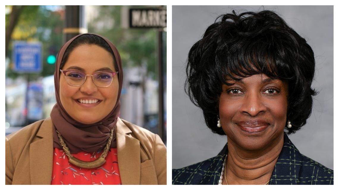 Congressional candidates, from left, Durham County Commissioner Nida Allam and state Sen. Valerie Foushee
