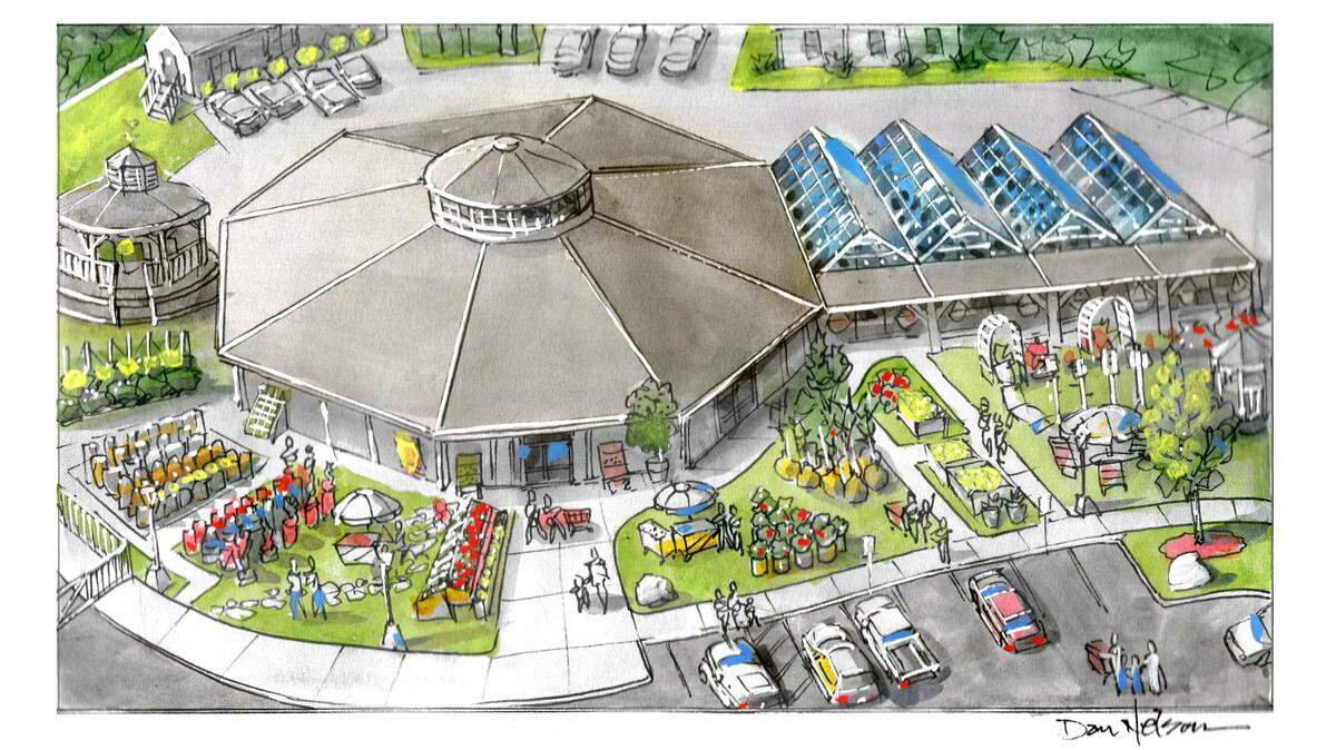A rendering of what the new Logan’s Garden Shop might look like at the State Farmers Market. The company expects to move to the market from Seaboard Station in January 2025.