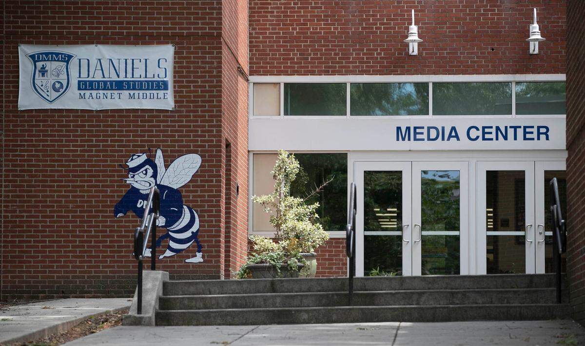 Daniels Middle School, located at 2816 Oberlin Road, is named for Josephus Daniels, the publisher and editor of The News & Observer, Secretary of Navy and Ambassador to Mexico. Photographed on Friday, June 12, 2020 in Raleigh, N.C.