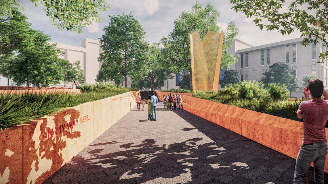 A rendering of the Northwest view of North Carolina Freedom Park. The park will be at Lane and Wilmington streets in downtown Raleigh.