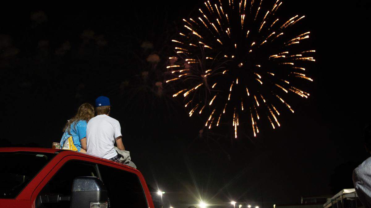 Visitors gathered to watch the Fourth of July Fireworks Celebration near Carter-Finley Stadium in Raleigh, N.C., on July 4, 2021.