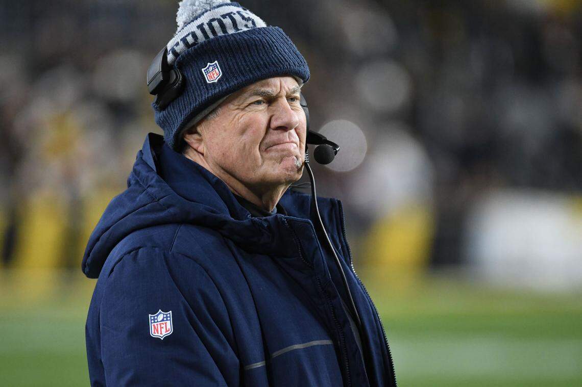 Pittsburgh, Pennsylvania, USA; New England Patriots head coach Bill Belichick on the sidelines against the Pittsburgh Steelers during the fourth quarter at Acrisure Stadium in December 2023.