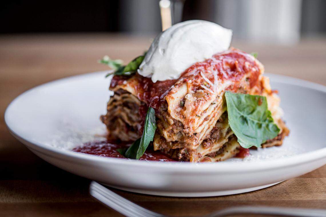 An endlessly layered lasagna is one of the shareable dishes on the menu at Colletta, the first restaurant to open in Cary’s Fenton development.