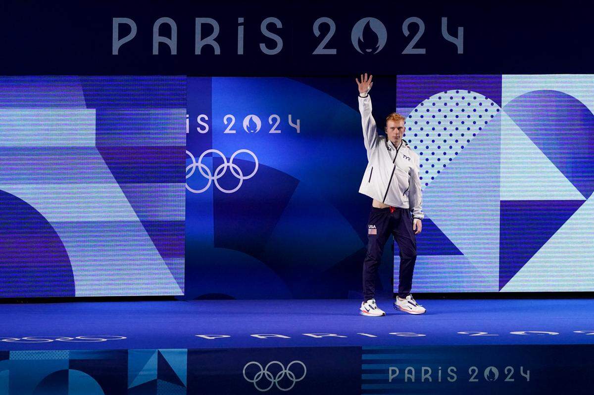 Aug 7, 2024; Paris, France; Andrew Capobianco (USA) during the Paris 2024 Olympic Summer Games at Aquatics Centre.