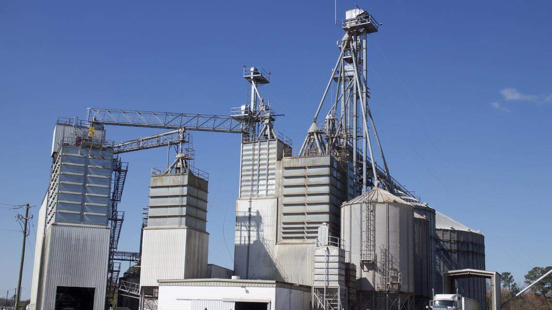 Transmitter equipment mounted on a grain elevator in Lenoir County’s Deep Run community in 2018. The equipment, from Eastern Carolina Broadband, provides a wireless signal for internet service in a five-mile radius.