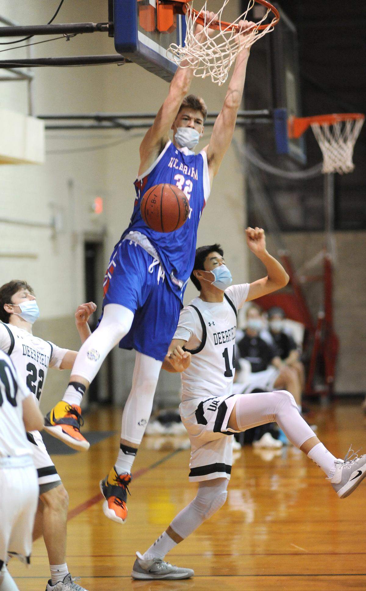 Wilbraham & Monson Academy’s Kyle Filipowski slams in two during a game last season. Filipowski has signed with Duke.