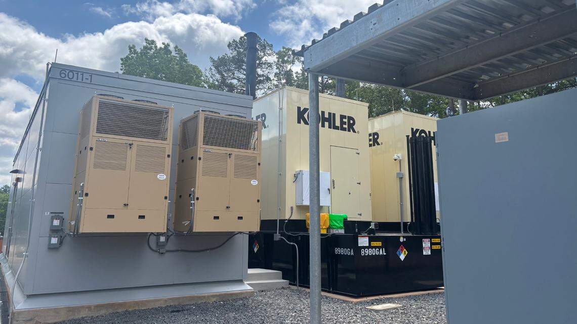 Outside the main data hall at the American Tower edge data center, which opened in Raleigh, NC on May 21, 2025. 