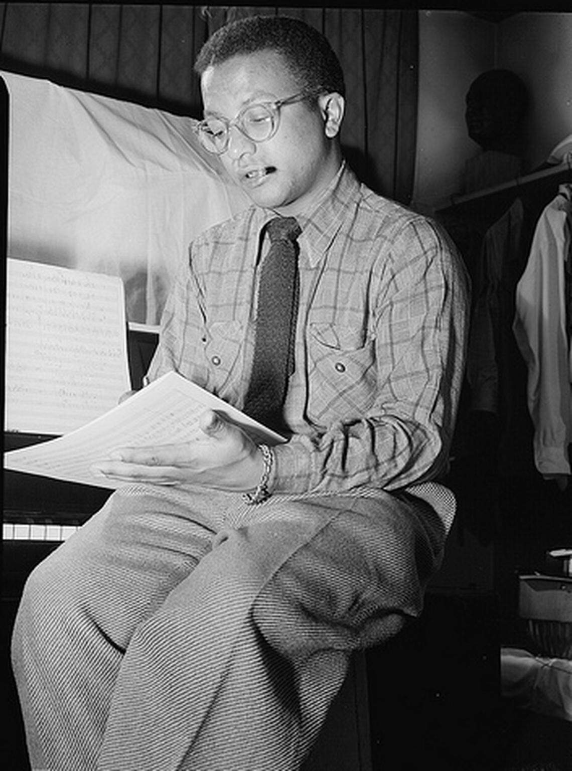 Jazz composer and pianist Billy Strayhorn at work in New York in the 1940s.