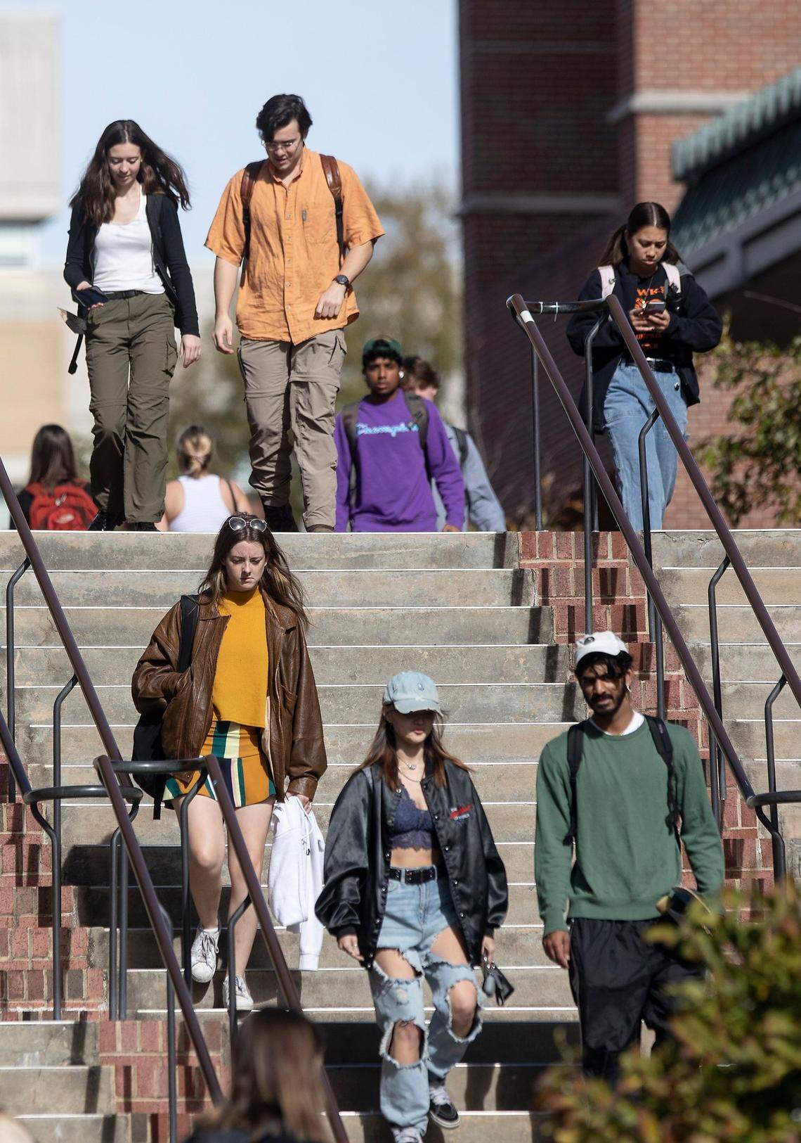 People walk through the campus of UNC-Chapel Hill on Monday, Oct. 31, 2022, in Chapel Hill, N.C. The U.S. Supreme Court on Monday will hear oral arguments in Students for Fair Admissions v. University of North Carolina, a case regarding race-conscious admission practices at institutions of higher education.