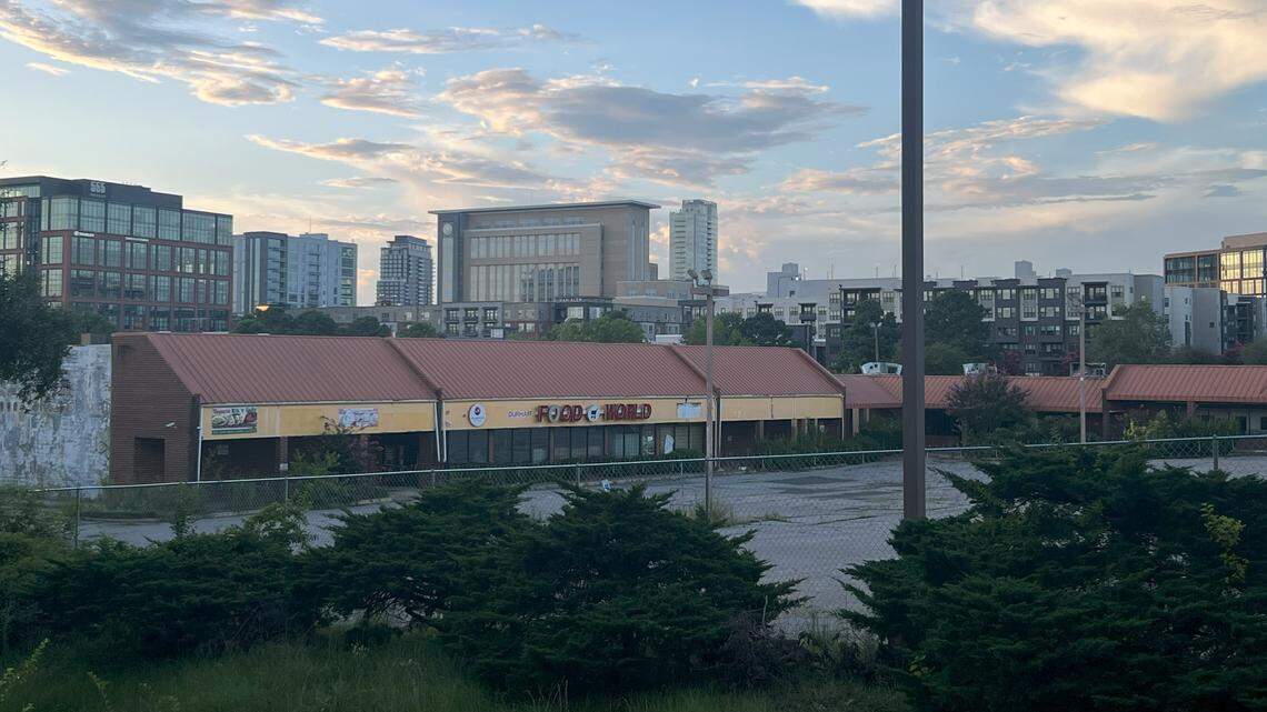 Heritage Square, along Fayetteville Street and E. Lakewood Ave. in Durham, was constructed in 1985 as a strip mall in the Hayti neighborhood as a hub for Black-owned businesses.