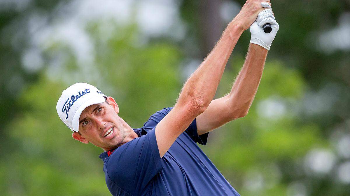 Chesson Hadley watches his drive off the third tee during the final round of the Palmetto Championship golf tournament in Ridgeland, S.C., Sunday, June 13, 2021. (AP Photo/Stephen B. Morton)