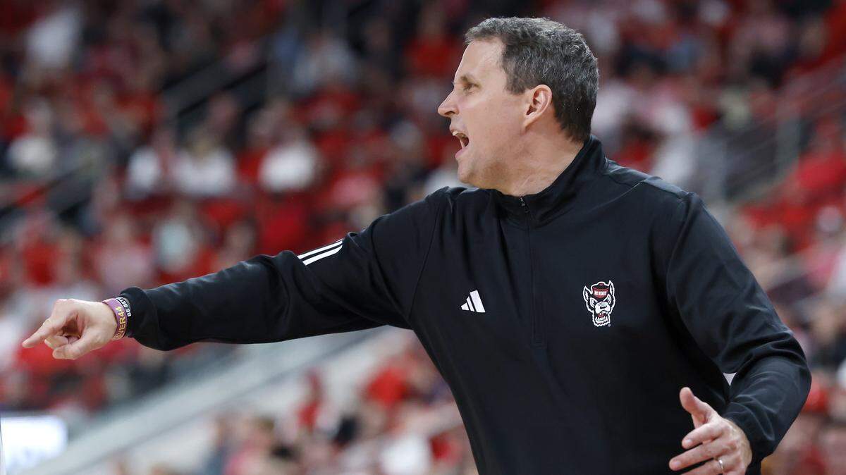 N.C. State head coach Will Wade motions on the sideline during the second half of the Wolfpack’s 94-70 win over UAB at Lenovo Center on Friday, Nov. 7, 2025, in Raleigh, N.C.