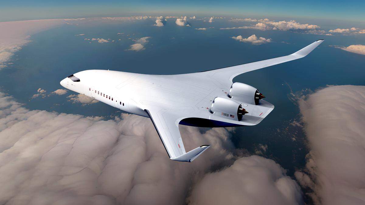 A design image of JetZero’s Z4 aircraft, which the California startup says it will build in Greensboro, N.C. 