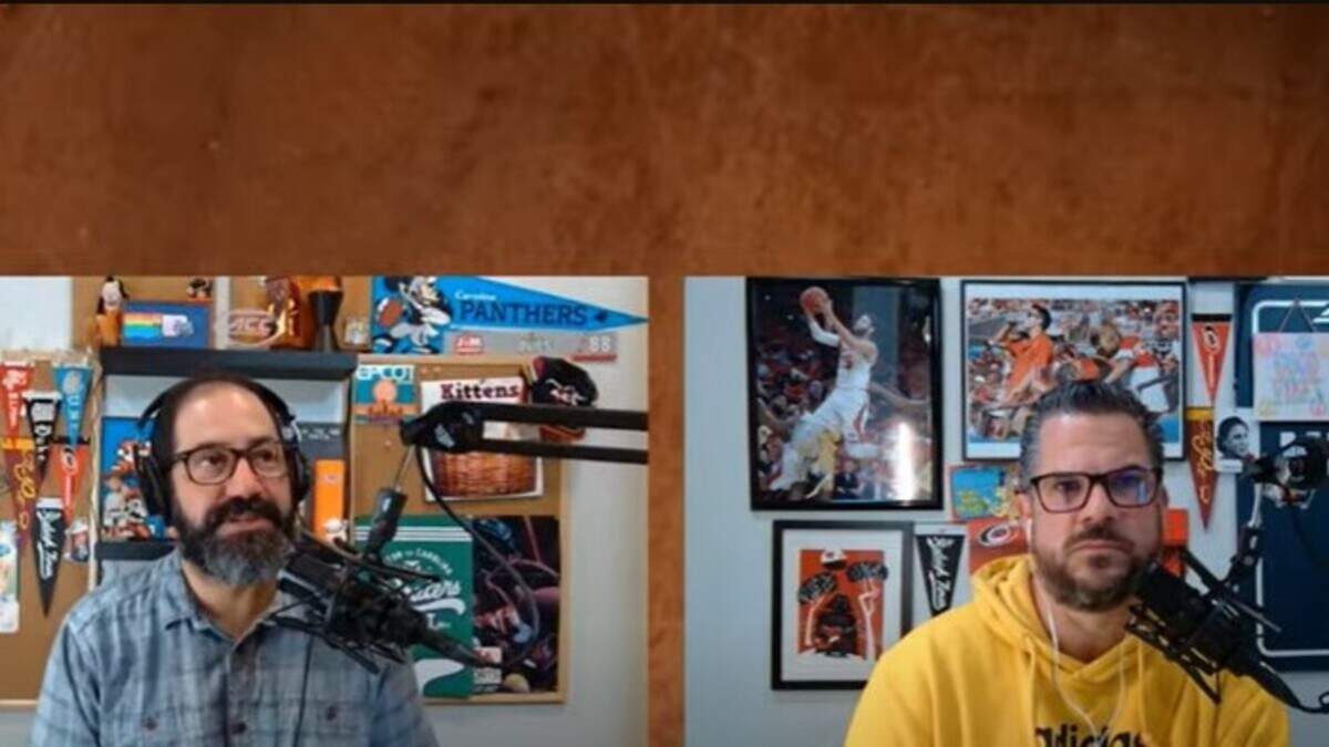Joe Ovies, left, and Joe Giglio host the “Ovies + Giglio” sports talk show, available via podcast or YouTube.
