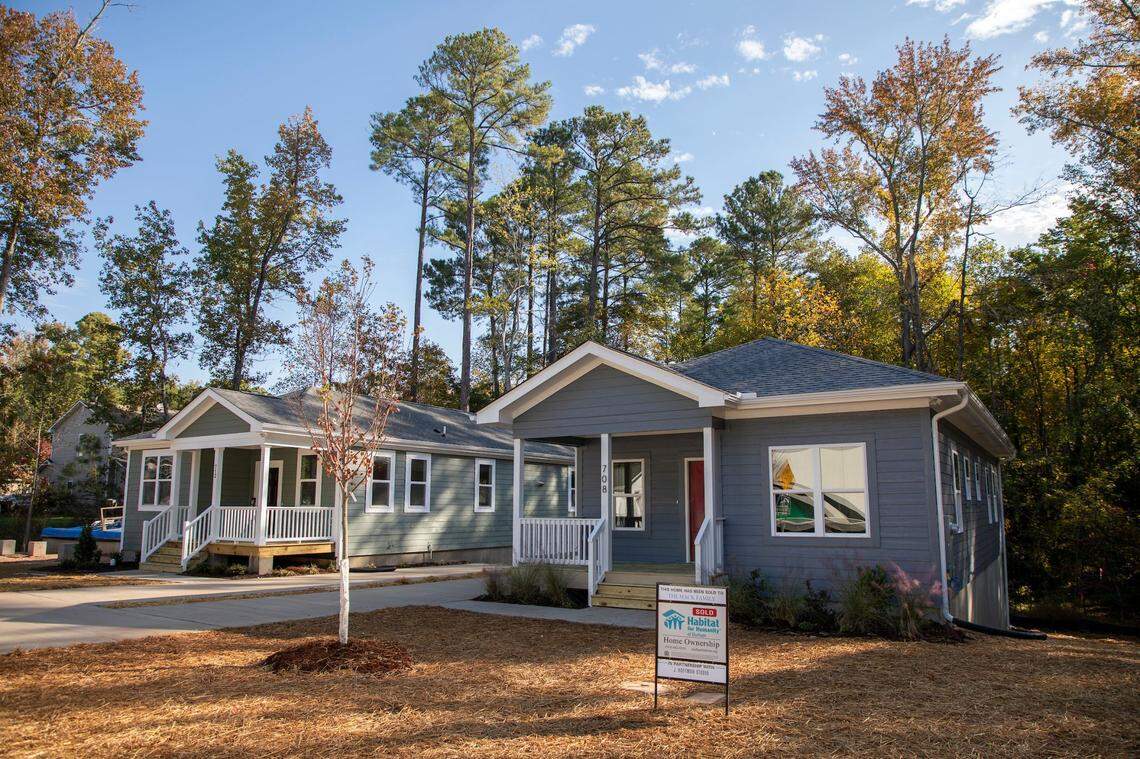 As part of Habitat for Humanity Durham’s “Builders Blitz,” the nonprofit built two 1,200-square-foot homes, from start to finish, in seven days at 708 and 712 Belmont Drive in Durham.