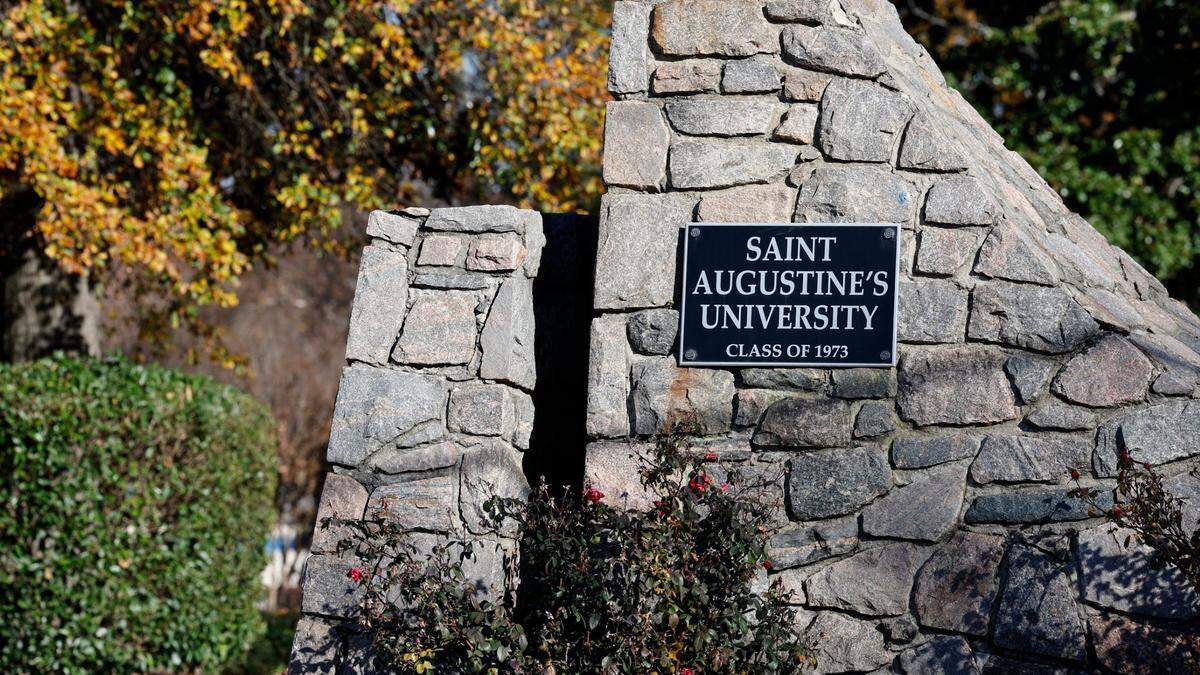 An entrance to St. Augustine’s University on Oakwood Ave. in Raleigh, N.C., photographed Tuesday, Dec. 5, 2023.