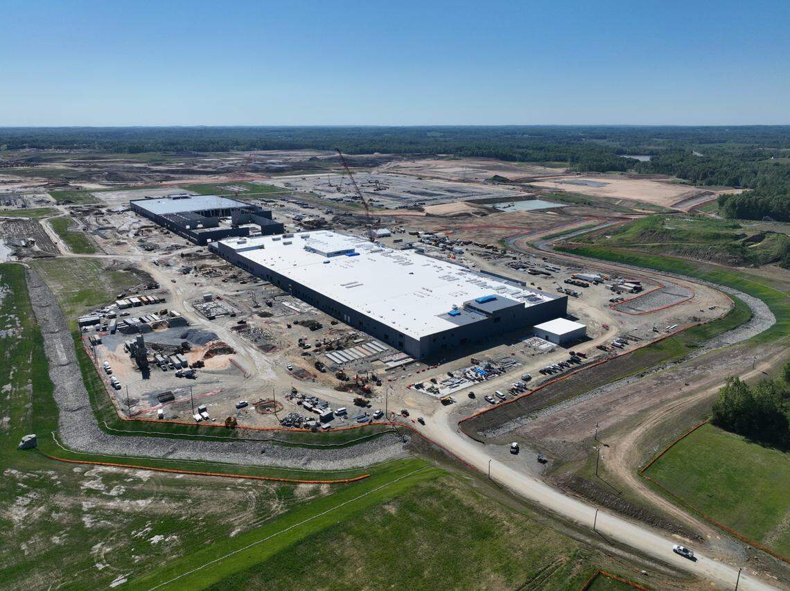 Toyota North Carolina construction progress at the Greensboro-Randolph Megasite as of May 15.