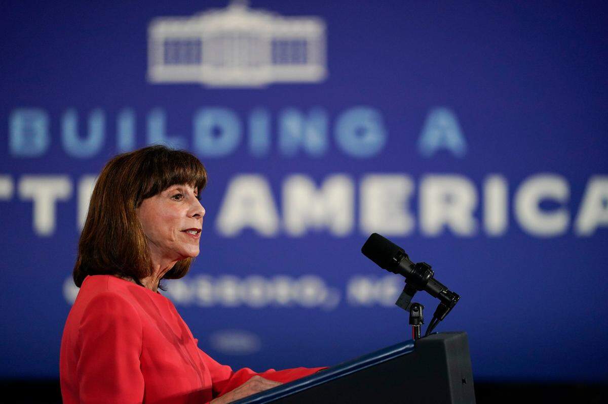 Rep. Kathy Manning, D-N.C., speaks at North Carolina Agricultural and Technical State University, in Greensboro, N.C., Thursday, April 14, 2022.