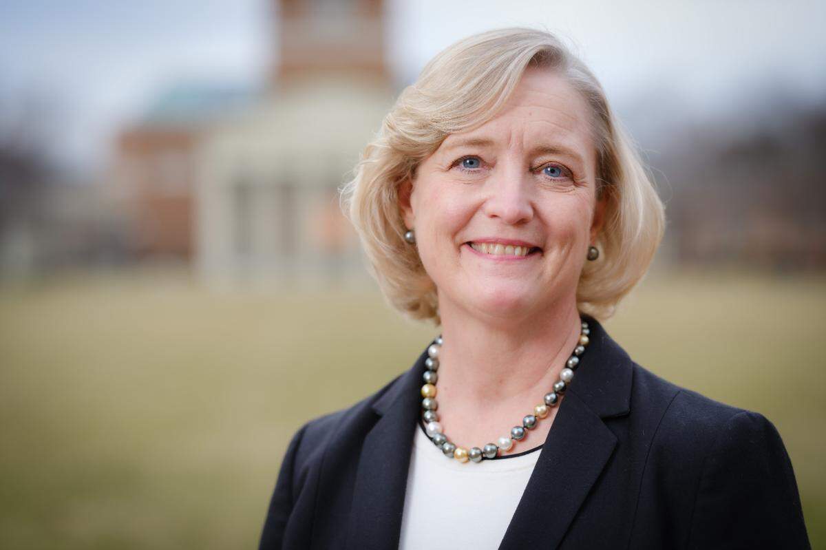 Dr. Susan R. Wente, the 14th President of Wake Forest University, poses for a photo on Hearn Plaza on Saturday, January 30, 2021.