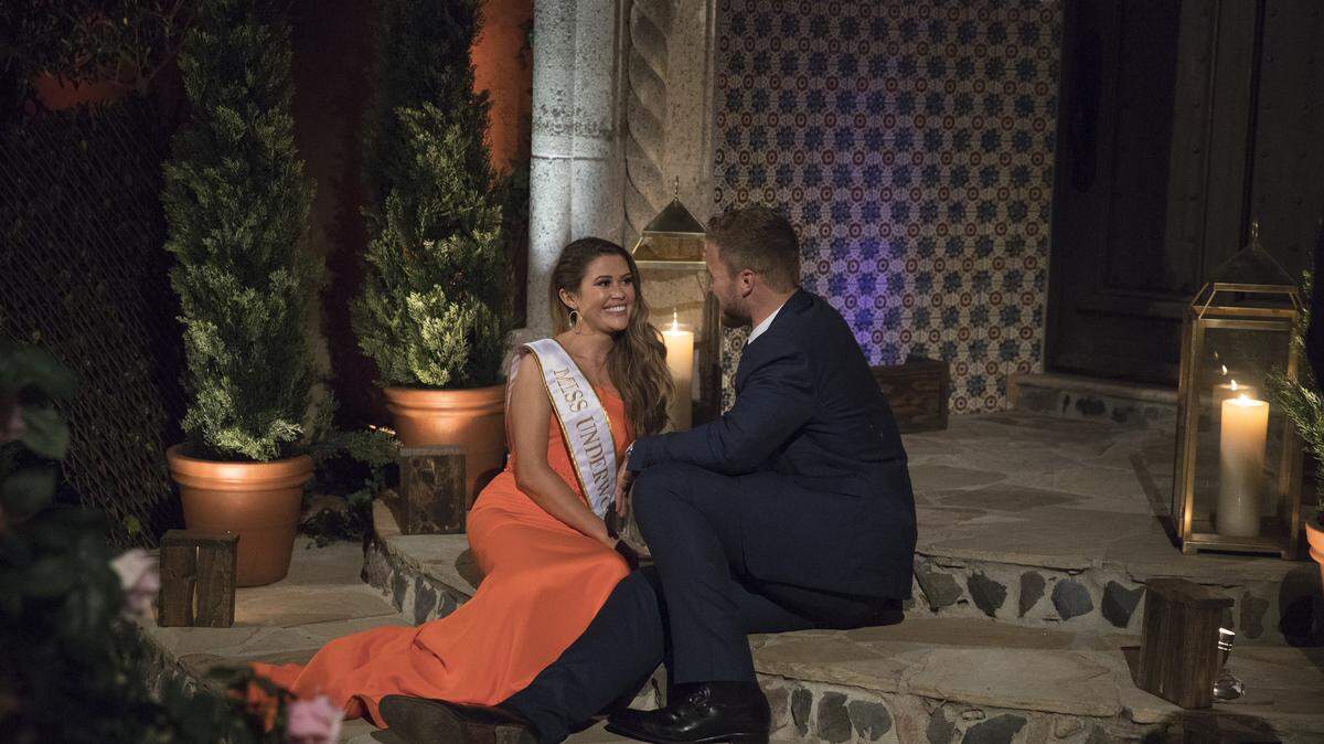 Caelynn Miller-Keyes and Colton Underwood in the 2019 season of “The Bachelor” on ABC.
