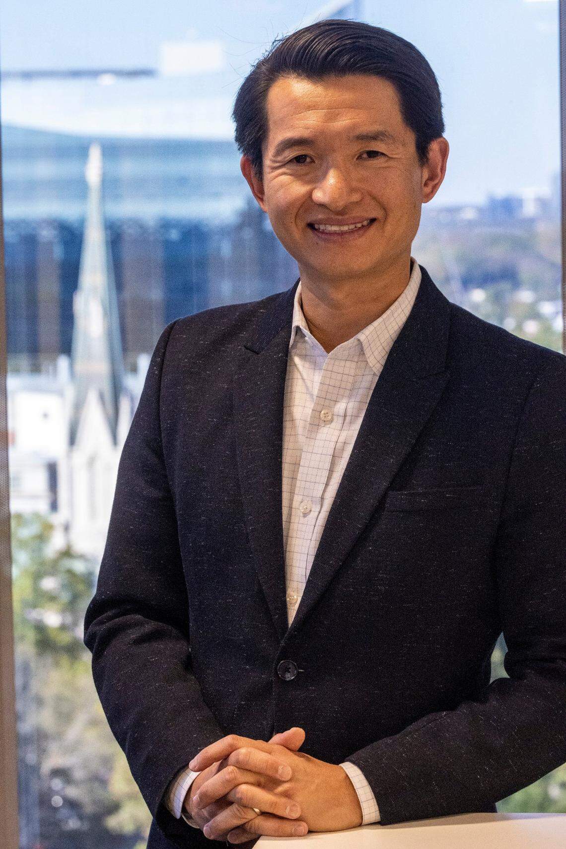 Christopher Chung, CEO of the Economic Development Partnership of North Carolina, photographed Nov. 17, 2022, in Raleigh, N.C. As CEO, he heads the public-private partnership that attracts new companies to the state and encourages existing companies to expand here